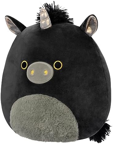 Squishmallows Original 12-Inch Nicolita Black and Gold Unicorn - Medium-Sized Ultrasoft Official Jazwares Plush