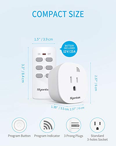 Remote Control Outlet Wireless Light Switch for Household Appliances, Expandable Remote Light Switch Kit, Up to 100 ft Range, FCC Certified, ETL Listed, White (3 Outlets + 1 Remotes)
