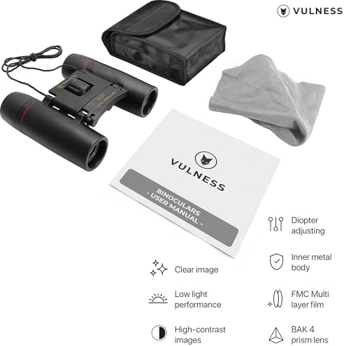 Binoculars for Adults | Compact Small Mini Travel Binocular for Bird Watching High Powered Electronics Cruise Ship Essentials Norwegian Alaska Must Haves Hiking Camping Gear a by VULNESS (Black, 8X21)