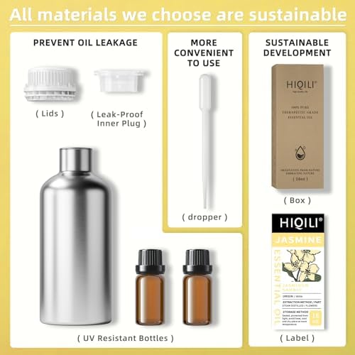 HIQILI 16 Fl Oz Jasmine Essential Oil, 100% Pure Natural for Diffuser, Hair, Skin, Perfume Making - 500ML