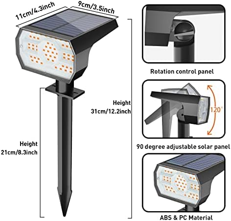NYMPHY Solar Lights Outdoor Waterproof IP68, 56 LED 3 Lighting Modes Solar Powered Garden Yard Spot Solar Lights for Christmas Outside Landscape- 6 Pack (Warm White)