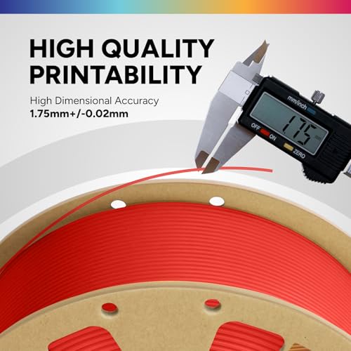 OVERTURE PLA Filament 1.75mm PLA 3D Printer Filament, 1kg Cardboard Spool (2.2lbs), Dimensional Accuracy +/- 0.02mm, Fit Most FDM Printer (Red)