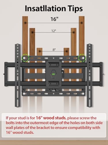USX Mount Full Motion TV Wall Mount for Most 42-86 inch Flat Screen/LED/4K, TV Mount Bracket Dual Swivel Articulating Tilt 6 Arms, Fits 8” 12” 16" Wood Studs,Max VESA 600x400mm, Holds up to 132lbs
