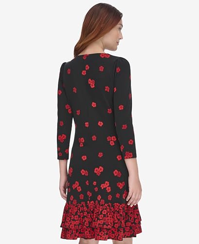 Tommy Hilfiger Womens Jersey Stretch 3/4 Sleeve, Black/Scarlet, 10