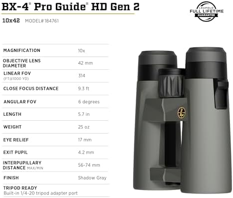 Leupold BX-4 Pro Guide HD Binoculars, 10x42mm Gen 2 (184761)