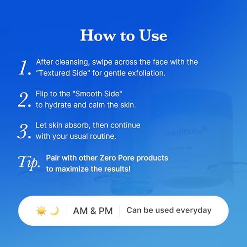 Medicube Zero Pore Pads 2.0, Dual-Textured Facial Toner Pads for Exfoliation and Pore Care with 4.5% AHA Lactic Acid & 0.45% BHA Salicylic Acid, Ideal for All Skin Types, Korean Skin Care (70 units)