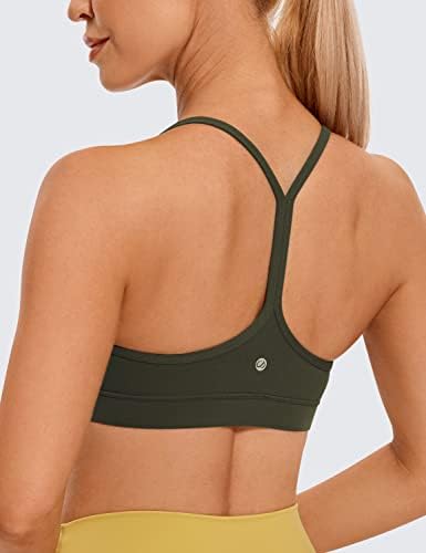 CRZ YOGA Butterluxe Womens Y Back Sports Bra - Padded Racerback Low Impact Spaghetti Thin Strap Workout Yoga Top
