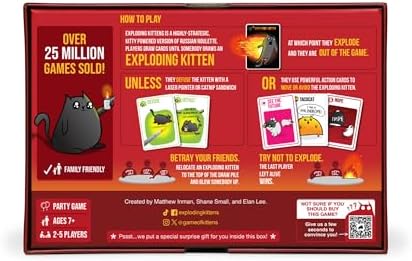 Exploding Kittens Original Edition - 2-5 Players - Ages 7+ - 15 Minutes to Play - High Stakes Card Game - Party Game, Family Game Night, Kid and Adult Card Game