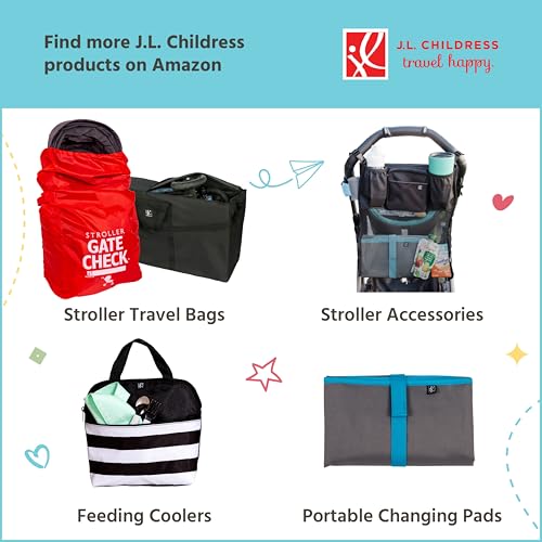 J.L. Childress Padded Backpack Car Seat Bag - Travel Bag for Airplane, Fits Most Baby & Infant Car Seats, Boosters, & Carriers, Accessories for Gate or Baggage Check, AirTag Compatible - Deluxe, Black
