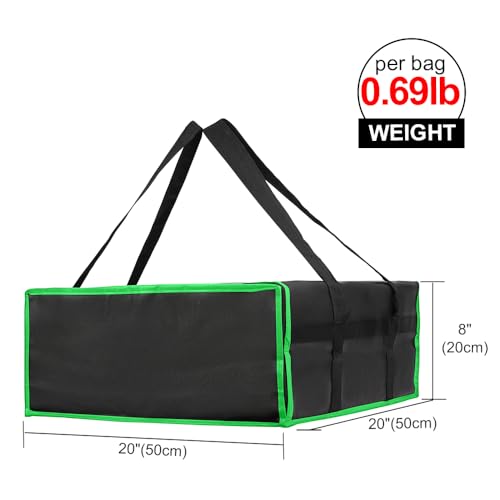 Bodaon Insulated Pizza Delivery Bag, 20" x 20" x 8" Pizza Warmer Bags for Carry Hot, Black with Green Edge, 1-Pack