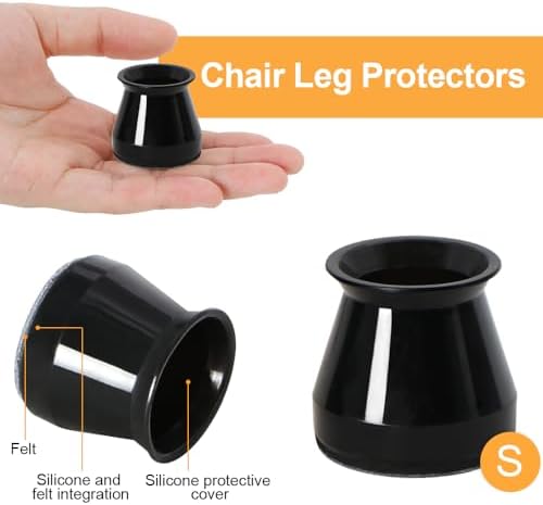 32pcs Black Chair Leg Floor Protectors,Bar stools Leg Protectors Caps,Dining Room Chair Leg Protectors for Hardwood Floors, Chair Leg Covers Silicone Felt Furniture Pads (Small fit: 0.9'' - 1.29'')