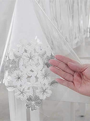 sancua Clear Plastic 100% Waterproof Tablecloth - 60 x 102 Inch - Vinyl PVC Rectangle Table Cloth Protector Oil Spill Proof Wipe Clean Table Cover for Dining Tables, Parties & Camping, Crystal Clear