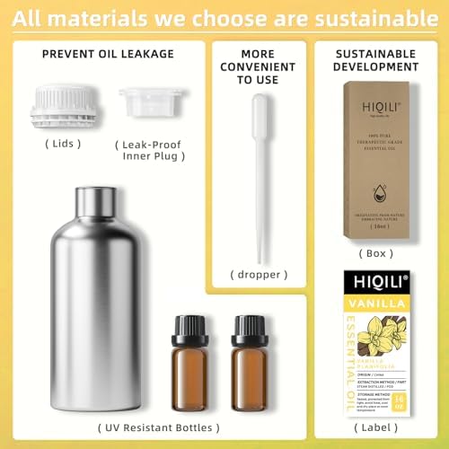 HIQILI 16 Ounces Vanilla Essential Oil, Strong Fragrance for Body Lotion, Candle Making, Soap, Aromatherapy -16 Fl Oz