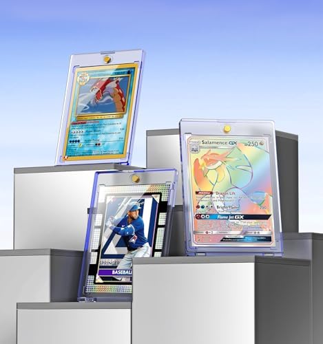 100ct Magnetic Card Holder, 35pt One Touch Card Holder, U-V Protectors Hard Plastic for Trading Cards, Magnet Case, Sports, Game, Football, Baseball Cards Holder