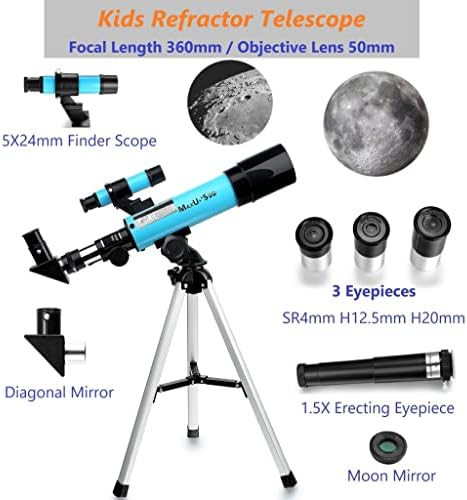 Lunar Telescope for Kids and Astronomy Beginners, Refractor Telescope with Finder Scope and 3 Eyepieces, Travel Telescope with Compact HD Binoculars for Moon Viewing Bird Watching Sightseeing