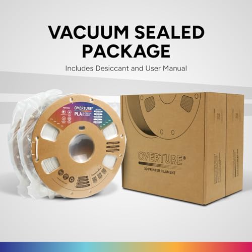 OVERTURE PLA Filament 1.75mm PLA 3D Printer Filament, 2kg Cardboard Spool (4.4lbs), Dimensional Accuracy +/- 0.02mm, Fit Most FDM Printer (White 2-Pack)