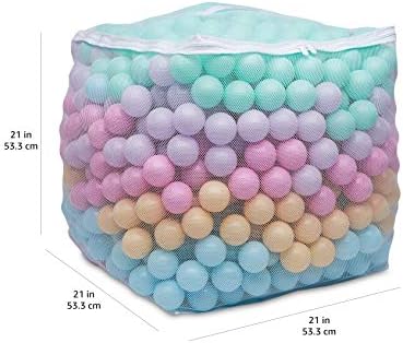 Amazon Basics BPA Free Crush Proof Plastic Ball, Pit Balls with Storage Bag, Toddlers Kids 12+ Months, 1000 Count, 1000 Balls, 6 Pastel Colors