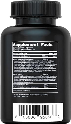 Vital Vitamins Vegan Collagen Booster - with Silica and Hyaluronic Acid - Plant-Based Collagen Supplements - Supports Hair, Skin, Nails & Joints - 60 Capsules