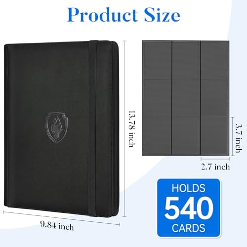 Premium 9 Pocket Card Binder for 540 Cards, Fabmaker PU Cover Trading Card Binder, Sturdy Card Collection Album, Sleek Card Holder Folders for YuGiOh, MTG, TCG, Game Cards & Sports Cards, Green