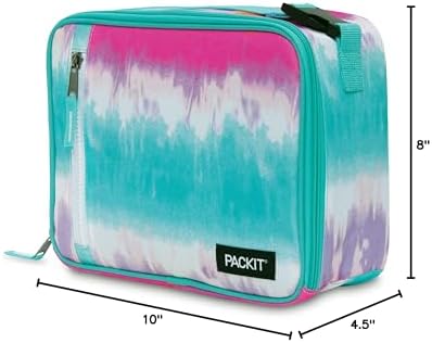 PackIt Freezable Classic Lunch Box, Tie Dye Sorbet, Built with EcoFreeze Technology, Collapsible, Reusable, Zip Closure With Zip Front Pocket and Buckle Handle, Designed for Lunches