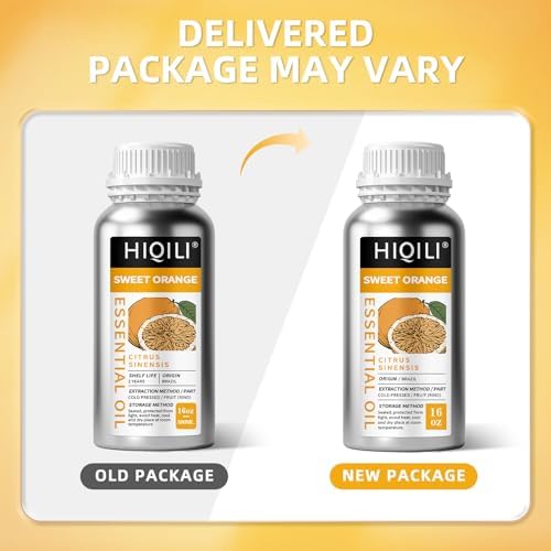 HIQILI 16 Fl Oz Orange Essential Oil, Pure and Natural for Diffuser, Skin - 500ML
