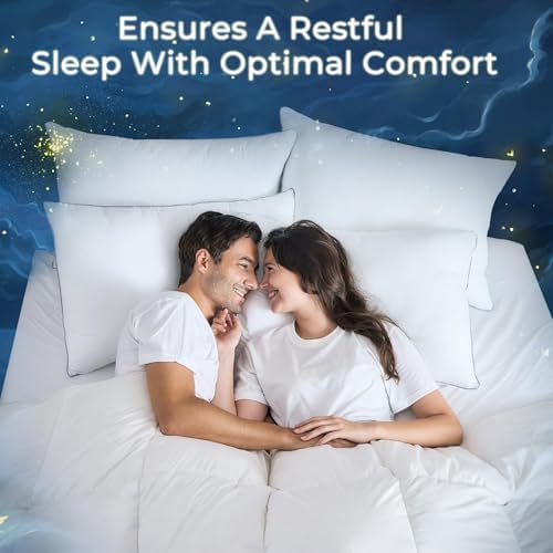 Sasttie Pillows Queen Size Set of 2, Bed Pillows for Side, Back, and Stomach Sleepers - Oeko-Tex Certified Down Alternative Plump Filling - Hotel Quality and Machine Washable, 2 Pack