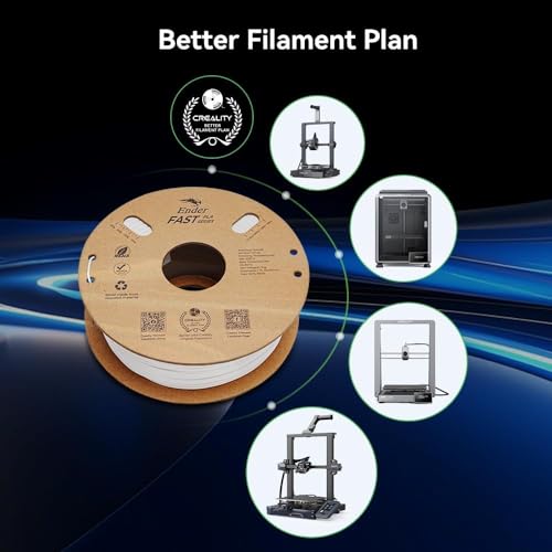 CREALITY Ender Fast PLA Filament 1.75mm, High Speed Black PLA 3D Printer Filament, 1kg (2.2lb) Neatly Wound Cardboard Spool, Dimensional Accuracy +/- 0.03mm, Fit for Most Rapid FDM 3D Printers(White)