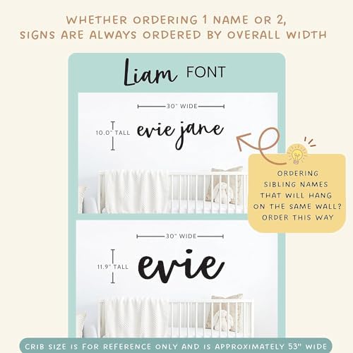 Custom Wood Name Sign for Nursery or Kids Room, Instant Font Preview, Multiple Styles Available Unpainted, Painted or Stained, Personalized Baby Gift (Style 9 - Popular Liam Font Only)