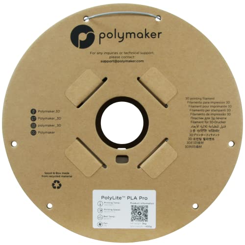 Polymaker PLA PRO Filament 1.75mm 3kg, Tough & High Rigidity Grey 3D Printing Filament, PolyLite PLA PRO 3D Printer Filament 1.75mm, Print with Most 3D Printers
