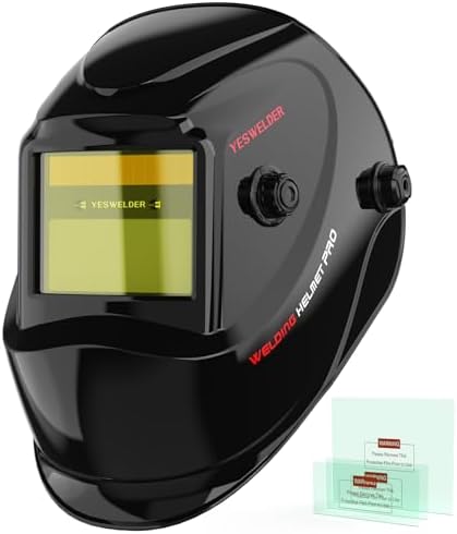 YESWELDER Auto Darkening Welding Helmet, Blue Light Blocking, 1/1/1/1 True Color Solar Powered Welding Hood with 2 Arc Sensors, Wide Shade 3.5/9-13 Welder Mask for TIG MIG ARC and Grind