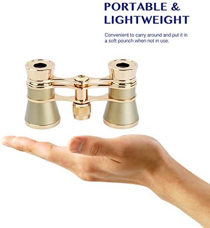 Aomekie Opera Glasses Binoculars 3X25 Theater Glasses Mini Binocular Compact with Chain for Adults Women in Musical Concert(Gold)