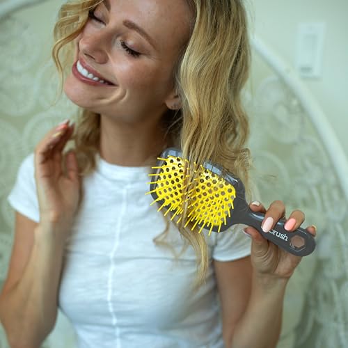FHI Heat UNbrush Detangling Brush for Pain-Free Brushing on All Wet or Dry Hair Types — Durable DuoFlex Anti-Static Bristles, Lightweight Handle, Vented Hair Brush