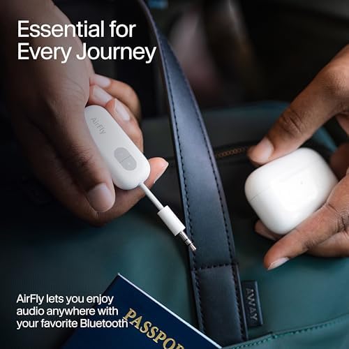 Twelve South AirFly SE | Bluetooth Wireless Audio Transmitter Adapter for AirPods/Headphones, 20+ Hr Battery, Works with 3.5mm aux Jacks on Airplanes, TVs, Gym Equipment, and Travel