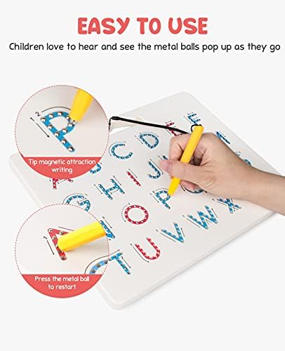 GAMENOTE Double Sided Magnetic Letter Board - 2 in 1 Alphabet Magnets Tracing Board for Toddlers ABC Letters Uppercase & Lowercase Practicing Learning Education Toys