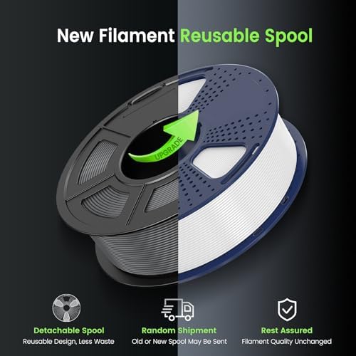 SUNLU PLA 3D Printer Filament PLA Filament 1.75mm, Neatly Wound 3D Printing Filament, Dimensional Accuracy +/- 0.02 mm, Fit Most FDM 3D Printer, 1kg Spool (2.2lbs), Good for Lithophane, White