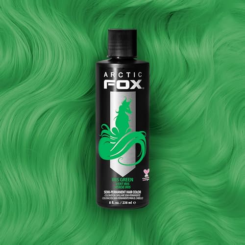 ARCTIC FOX Vegan and Cruelty-Free Semi-Permanent Hair Color Dye (8 Fl Oz, IRIS GREEN)