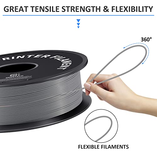 Geeetech Silver Filament, PLA Filament 1.75mm 1kg Spool (2.2lbs), Dimensional Accuracy +/- 0.02mm, 3D Printing Filament Fit Most FDM Printer, New Silver