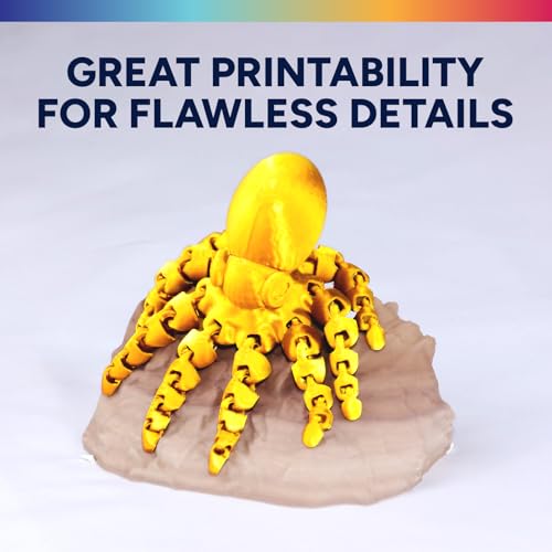 OVERTURE Silk Filament PLA 1.75mm Clog-Free Shiny 3D Printer Filament, 1kg Spool (2.2lbs), Dimensional Accuracy +/- 0.02 mm, Fit Most FDM Printer(Silk Gold)