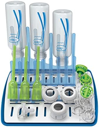 Dr. Brown's Baby Bottle Cleaning Brush with Sponge and Scrubber - Blue - 3pk and Universal Baby Bottle and Accessory Drying Rack