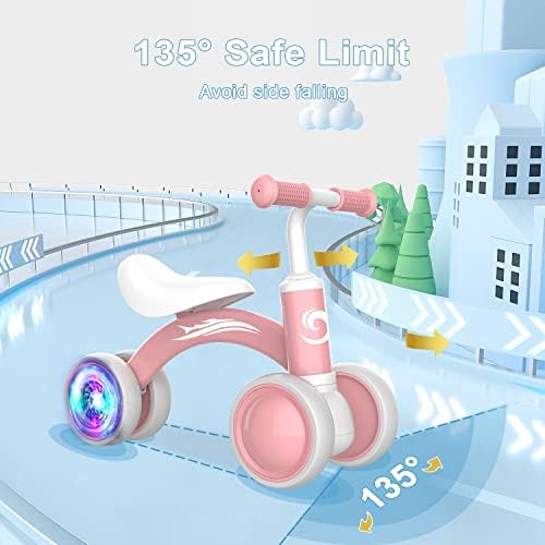 Colorful Lighting Baby Balance Bike Toys for 1 Year Old Girl Gifts, 10-36 Month Toddler Balance Bike, No Pedal 4 Silence Wheels & Soft Seat Pre-School First Riding on Toys, 1st Birthday Gifts.