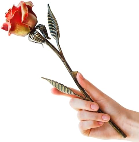 Hand Forged Wrought Iron Rose - Romantic Metal Gift of Everlasting Love - 6th Year Wedding Anniversary Surprise for Her