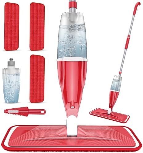 Spray Wet Mops for Hardwood Floor Cleaning: EXEGO Microfiber Dry Dust Spray Mop with 3 Washable Pads fit for Swiffer PowerMop - Wet Jet Mop Flat Floor Mops with Sprayer for Wood Laminate Ceramic Tiles