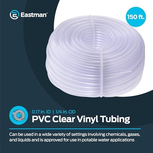 Eastman 0.17 Inch ID (1/4 Inch OD) PVC Clear Vinyl Tubing, 150 Foot Length, 98616