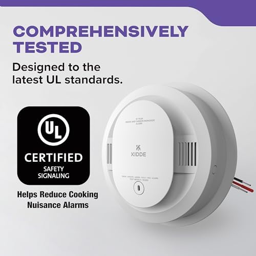 Kidde Hardwired Smoke & Carbon Monoxide Detector, 10-Year Battery Backup, Voice Alerts, Interconnectable LED Warning Light Indicators, 4 Pack
