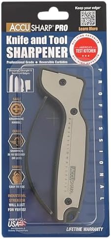 AccuSharp Knife Sharpener, Ergonomic Comfortable Handle, Compact & Easy to Use, Restore and Hone Straight & Serrated Knives, White & Black