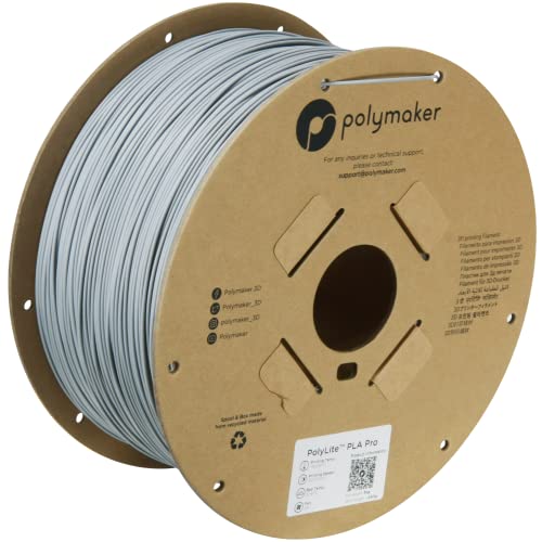 Polymaker PLA PRO Filament 1.75mm 3kg, Tough & High Rigidity Grey 3D Printing Filament, PolyLite PLA PRO 3D Printer Filament 1.75mm, Print with Most 3D Printers