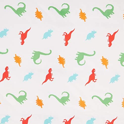 Amazon Basics Kid's Soft Easy-Wash Lightweight Microfiber 3-Piece Sheet Set, Toddler, Multi Color, Dinosaurs