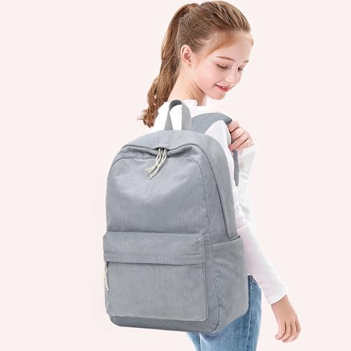 School Backpack for Teen Girls Bookbags Elementary High School Corduroy Laptop Bags Women Travel Daypacks