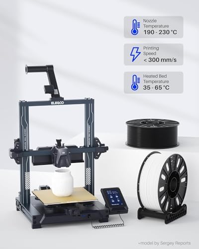ELEGOO PLA Filament 1.75mm Black 3KG, 3D Printer Filament Dimensional Accuracy +/- 0.02mm, 3KG Large Spool(6.6lbs) Fits for Most FDM 3D Printers