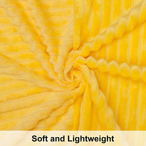 NTBAY Plush Flannel Oversized Baby Blanket, 50X60 Inches Soft and Warm Toddler Blanket with Striped Texture Nursery Bed Blanket for Stroller, Crib, Travel, Baby Gift, 50"x60", Yellow